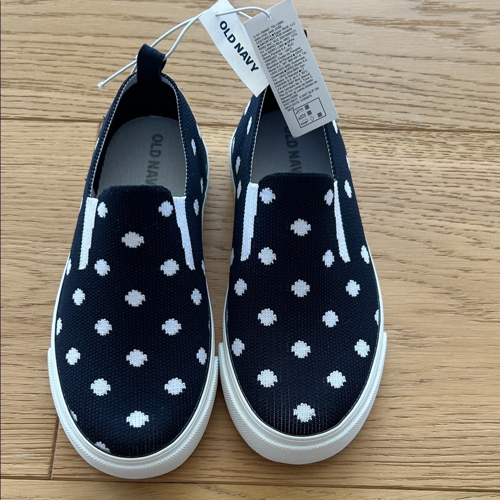 Old Navy Kids' Navy and White Polka Dot Sneakers (Size 12)